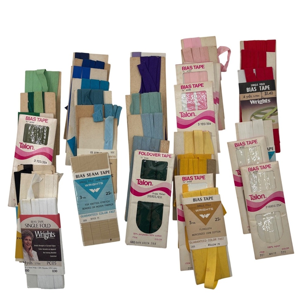 Wrights Talon Bias Tape Seam Tape Lot OS Multi Vintage Sewing Notions Crafting